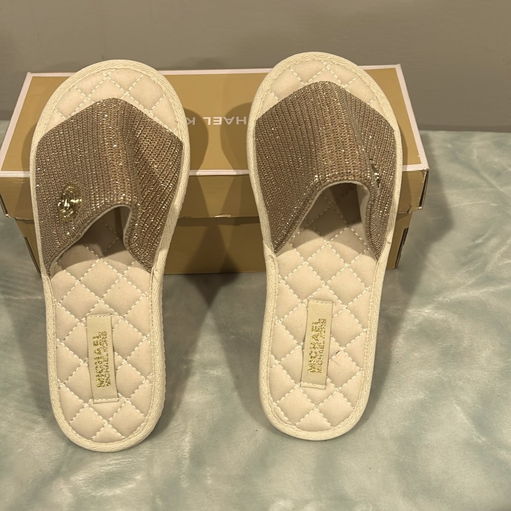 MK new gold glittery sandal size 8